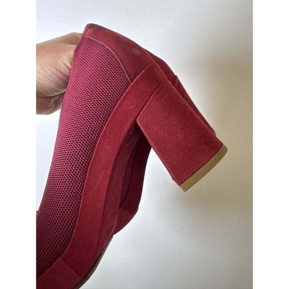 Eileen Fisher Signy Knit Chunky Block Heel Pumps in Burgandy, Size 8.5 - Picture 7 of 7
